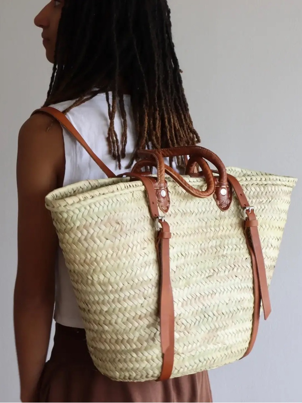 Franki Resort Straw Basket Backpack
